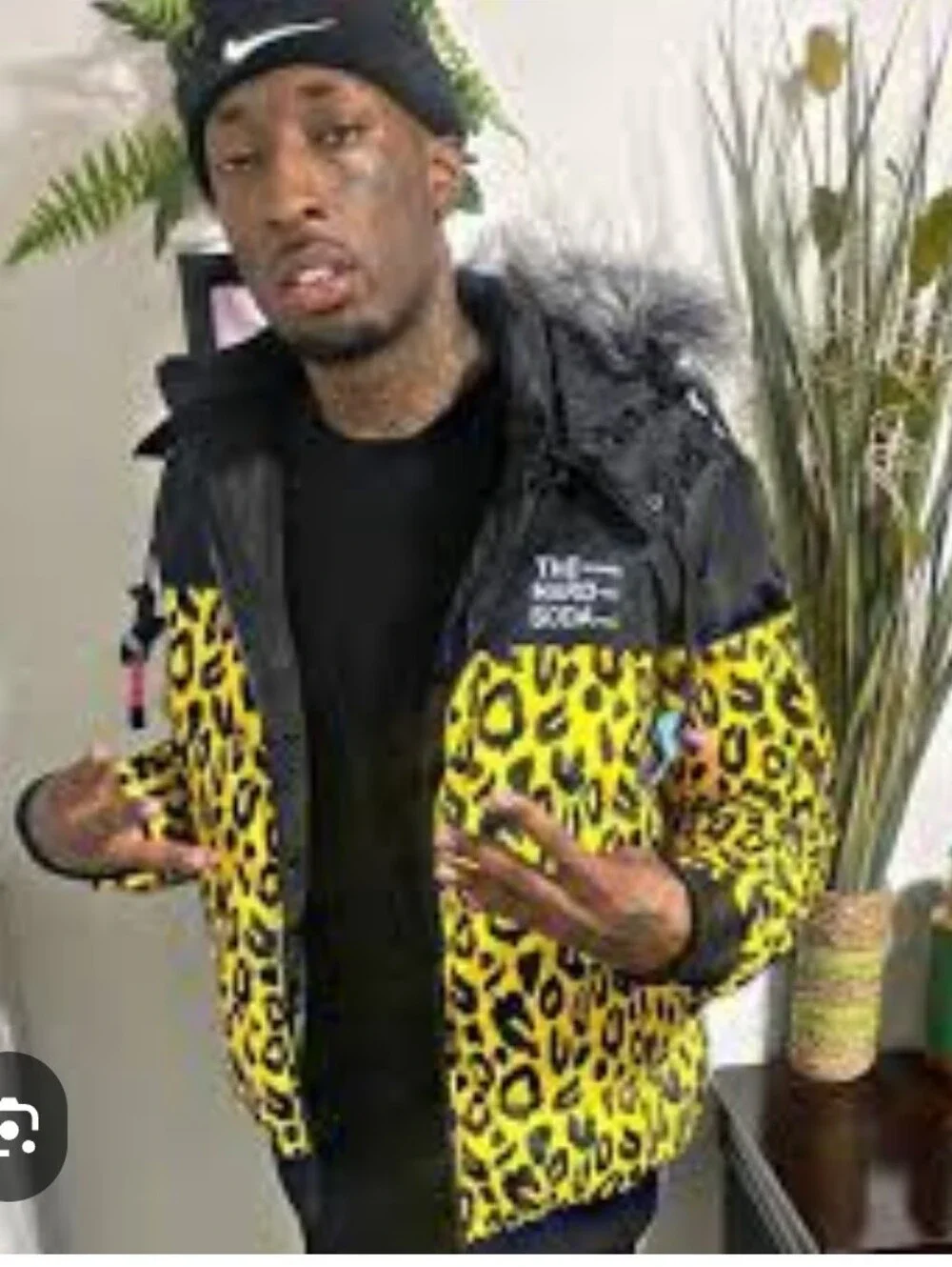 The Hard Soda Blue & Black Leopard Puffer Jacket